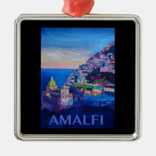 Retro Poster Amalfi Coast italy Metal Ornament