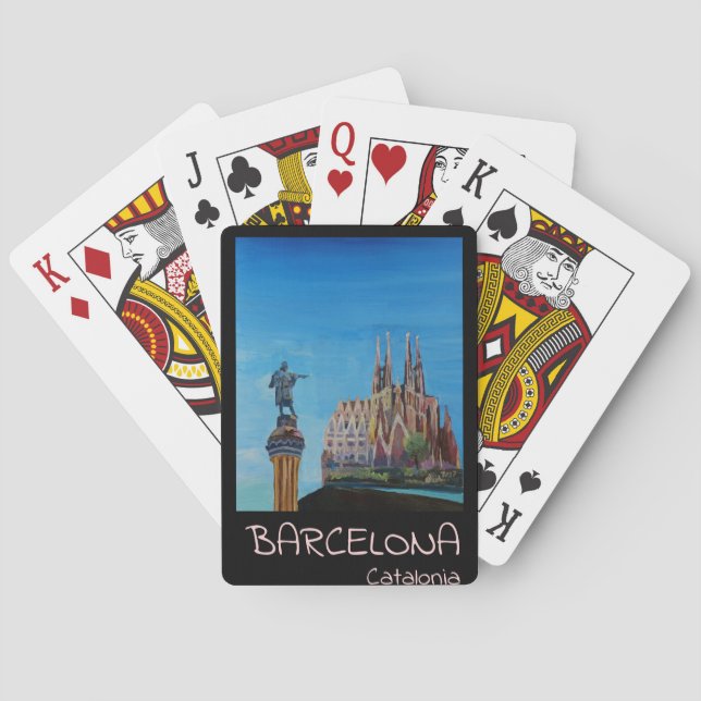 Retro Poster Barcelona Playing Cards (Back)