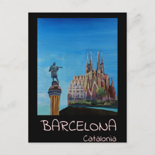 Retro Poster Barcelona Postcard