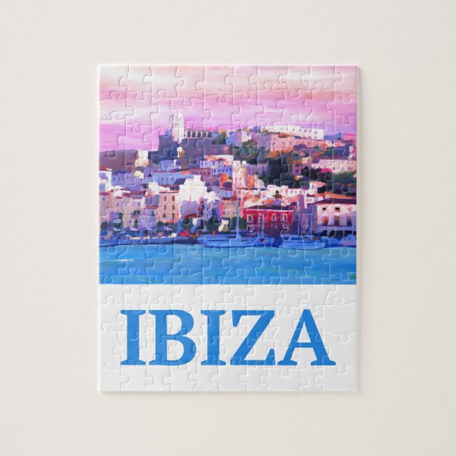 Retro Poster Ibiza Old Town and Harbour Jigsaw Puzzle (Vertical)