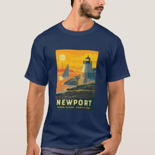 Retro Poster Newport Rhode Island Castle Hill Newp T-Shirt