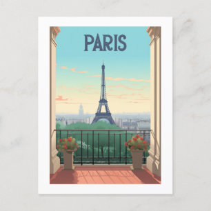 Retro poster - travel - vintage - Paris Postcard