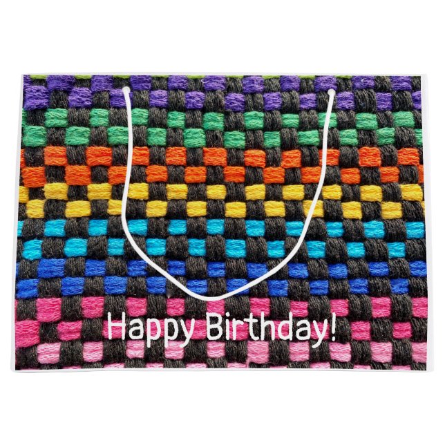 Retro Potholder Check  Large Gift Bag (Front)