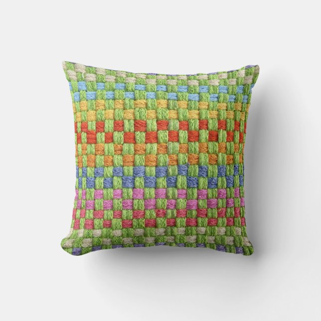 Retro Potholder Weave Throw Pillow (Front)