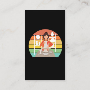 Retro Pottery Woman Ceramic Kiln Business Card