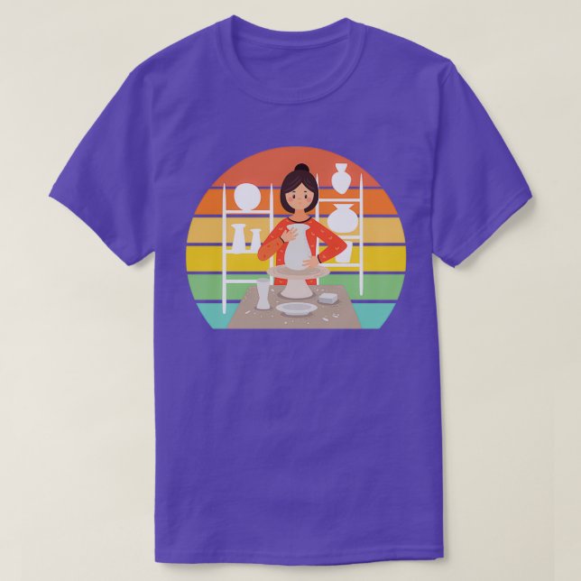 Retro Pottery Woman Ceramic Kiln T-Shirt (Design Front)