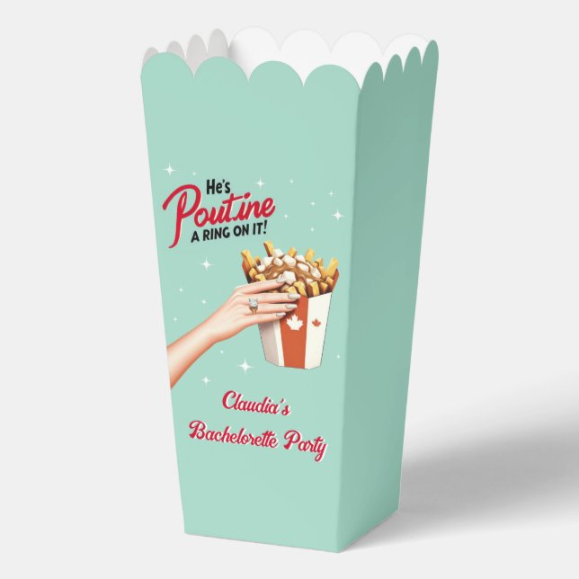 Retro Poutine a Ring on It! Montreal Bachelorette Favor Box (Front)