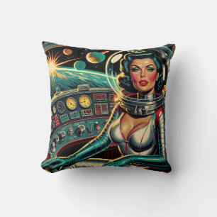 Retro Powered by lipstick! Throw Pillow