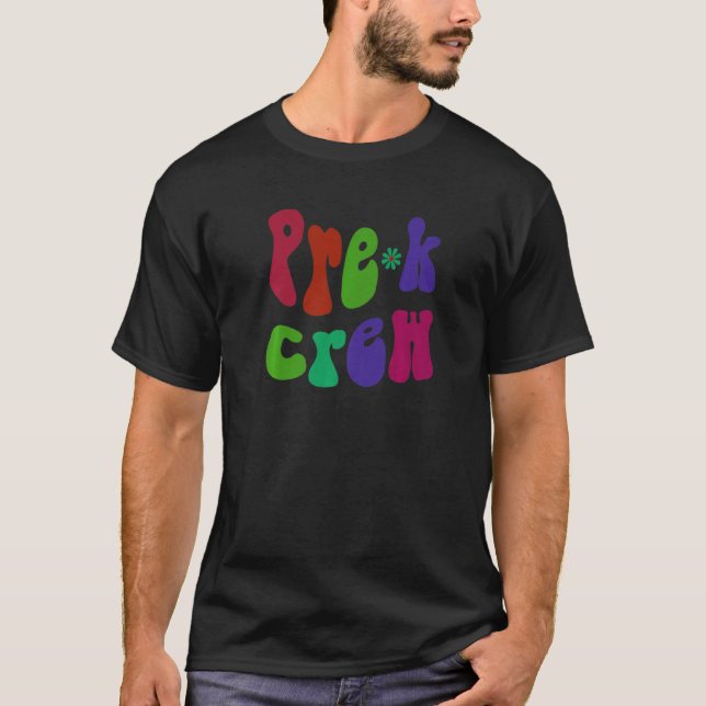 Retro Pre K Crew Hello Prek Pink   T-Shirt (Front)