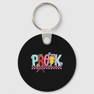 Retro Pre K Teacher Lightning Bolt Pencil Back To Keychain