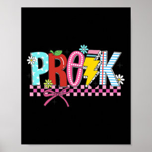 Retro Pre K Teacher Lightning Bolt Pencil Back To Poster