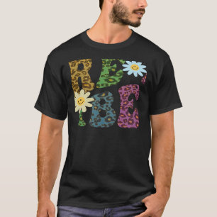 Retro PRE K VIBES Teacher Peace Love PreK Pink T-Shirt