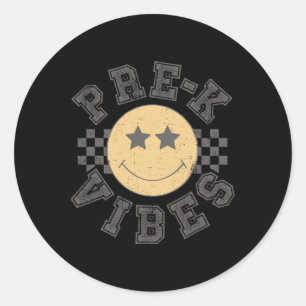 Retro Pre-k Vibes Teacher Student 1st Day Back To Classic Round Sticker