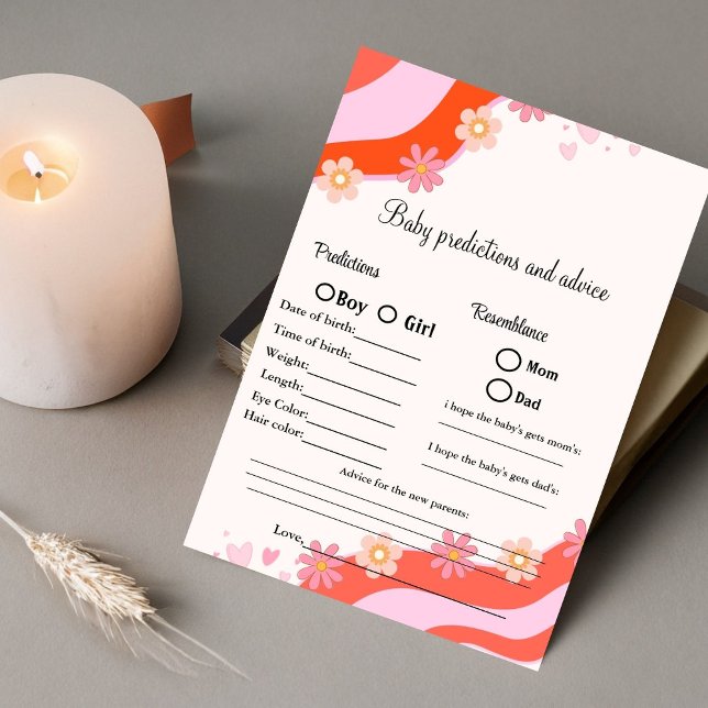  Retro predictions & advice baby shower game Card (Creator Uploaded)