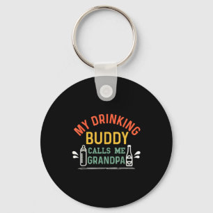 Retro Pregnancy Announcement Grandpa My Drinking B Keychain