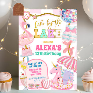 Retro preppy Cake by the Lake Party Invitation
