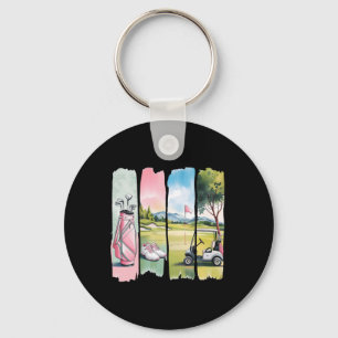 Retro Preppy Golf Golfer Women Girls Kids Keychain