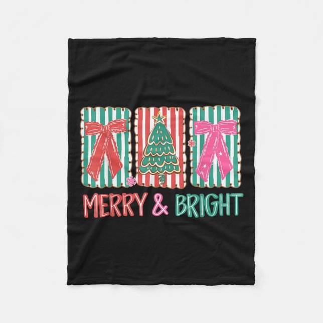 Retro Preppy Merry And Bright Girly Coquette Chris Fleece Blanket (Front)