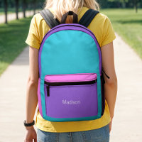 Retro Preppy Purple, Teal & Pink 90's Colour Block