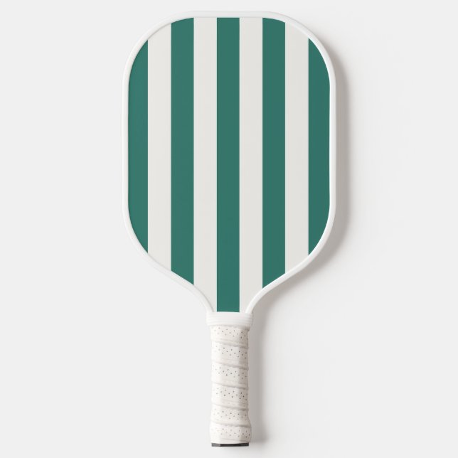Retro Preppy Sportswear Stripes - Field Green Pickleball Paddle (Front)