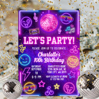 Retro Preppy Y2K Smile Face Pink Neon Glow Party