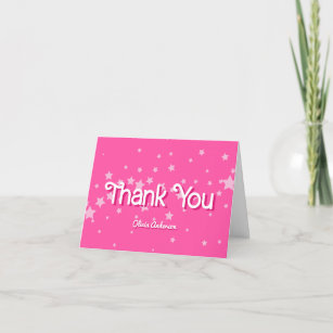 Retro Pretty Pink Malibu Stars Bridal Shower Thank You Card