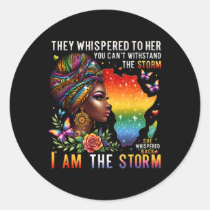 Retro Pride Black Woman I Am The Storm Inspiration Classic Round Sticker