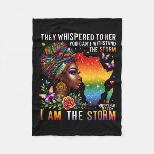 Retro Pride Black Woman I Am The Storm Inspiration Fleece Blanket