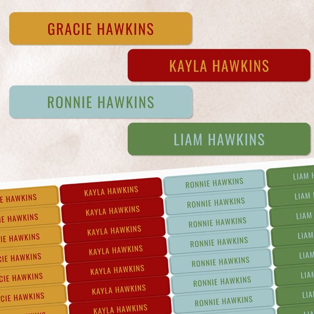 Retro Primary Colour Coded Kids Waterproof Name (Creator Uploaded)