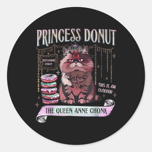 Retro Princess Doughnut Dungeon Crawler Carl Book  Classic Round Sticker (Front)