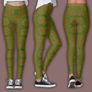 Retro Print Earthy Forest Leggings