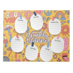 Retro Printable Weekly planner, organizer Sheet Notepad