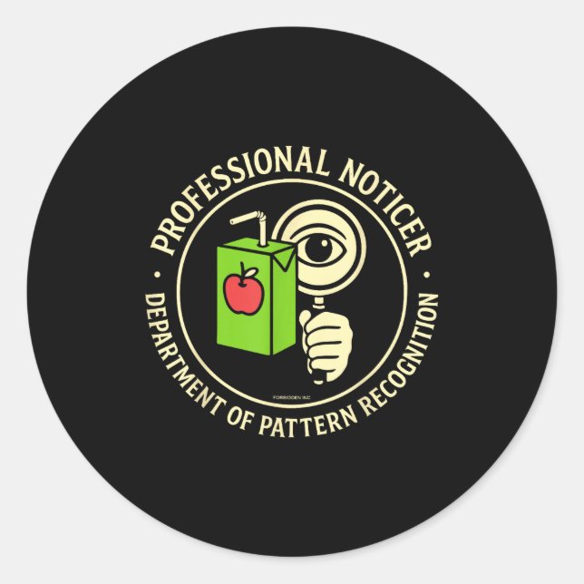 Retro Professional Noticer Department Of Pattern R Classic Round Sticker (Front)