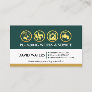 Retro Professional Plumbing Layers Business Card