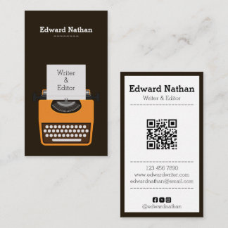 Retro professional typewriter qr code business card