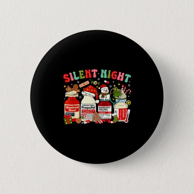 Retro Profol Silent Night Icu Nurses Funny Merry C 2 Inch Round Button (Front)