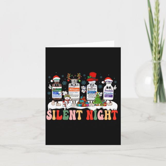 Retro Profol Silent Night Icu Nurses Funny Merry C Card (Front)
