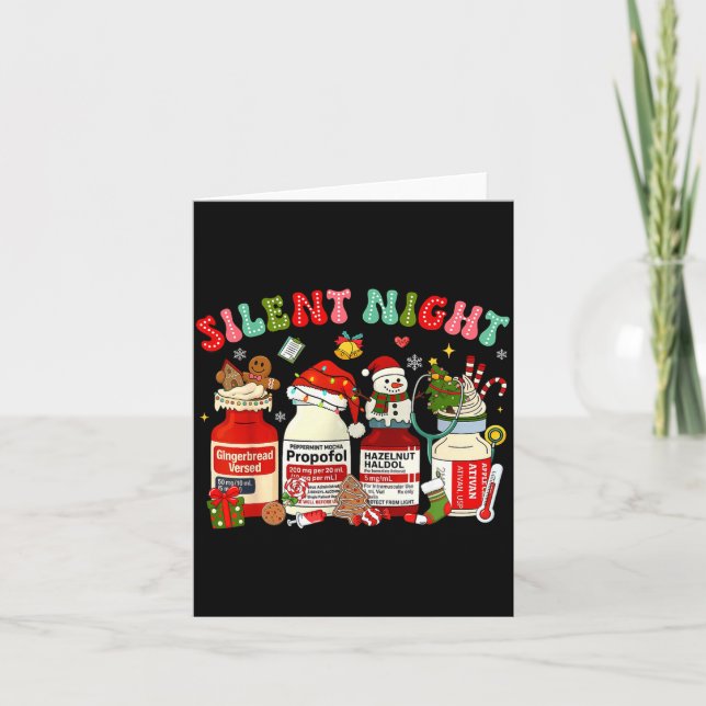 Retro Profol Silent Night Icu Nurses Funny Merry C Card (Front)