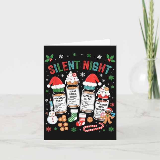 Retro Profol Silent Night Icu Nurses Funny Merry C Card (Front)