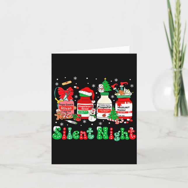 Retro Profol Silent Night Icu Nurses Funny Merry C Card (Front)