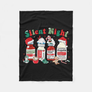 Retro Profol Silent Night Icu Nurses Funny Merry C Fleece Blanket