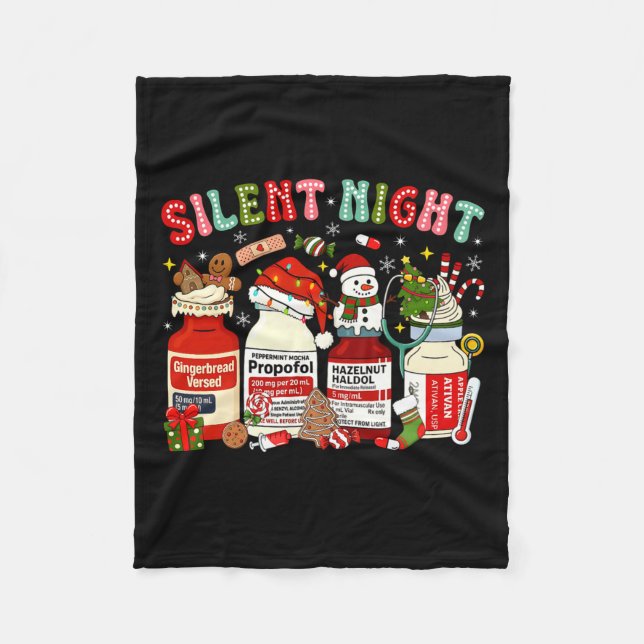 Retro Profol Silent Night Icu Nurses Funny Merry C Fleece Blanket (Front)