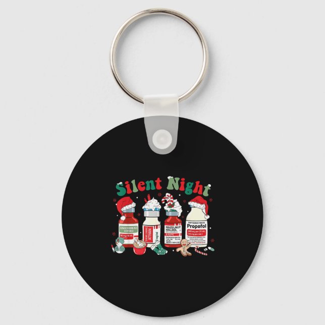 Retro Profol Silent Night Icu Nurses Funny Merry C Keychain (Front)
