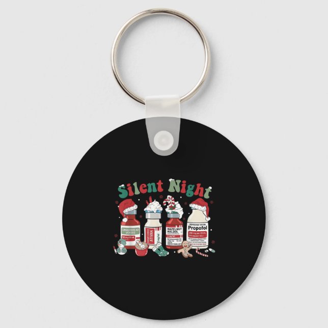 Retro Profol Silent Night Icu Nurses Funny Merry C Keychain (Front)