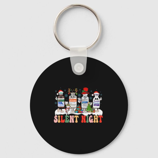 Retro Profol Silent Night Icu Nurses Funny Merry C Keychain (Front)