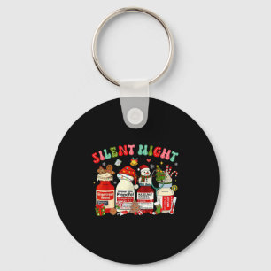 Retro Profol Silent Night Icu Nurses Funny Merry C Keychain