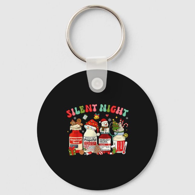 Retro Profol Silent Night Icu Nurses Funny Merry C Keychain (Front)
