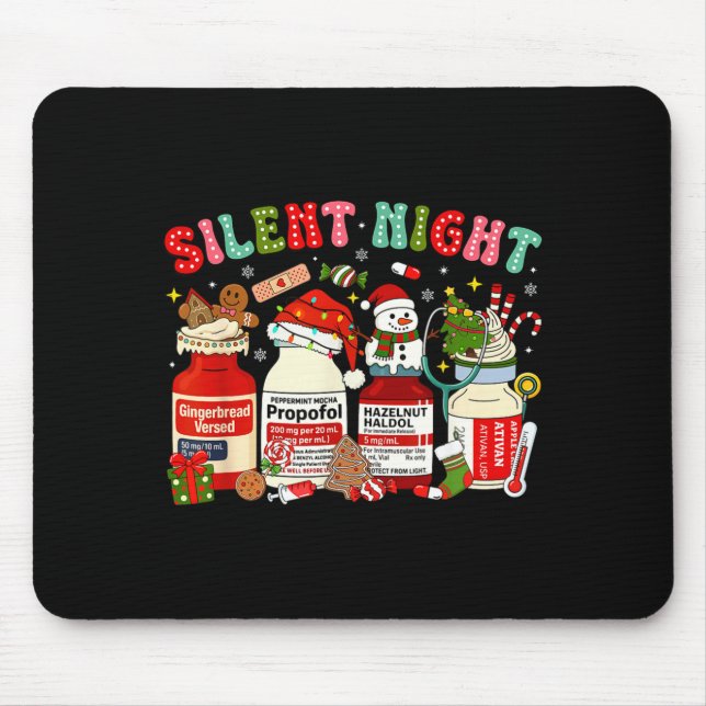 Retro Profol Silent Night Icu Nurses Funny Merry C Mouse Pad (Front)