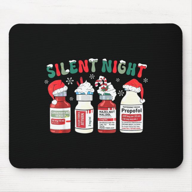 Retro Profol Silent Night Icu Nurses Funny Merry C Mouse Pad (Front)