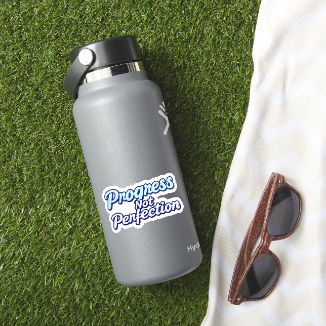 Retro Progress Not Perfection Pastel Sticker (HydroFlask Insitu)